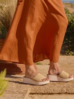 Abeo Woven Platform Slide Sandals - natural